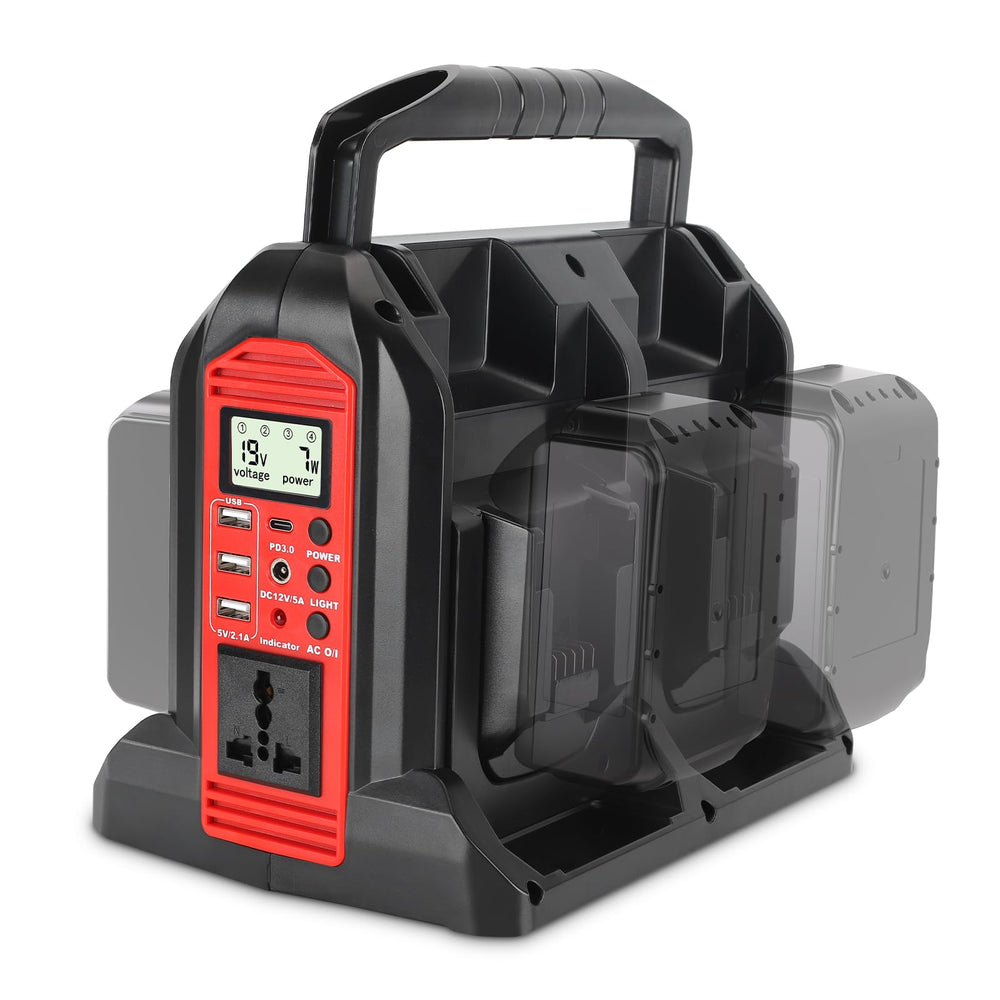 Hipoke front panel showing ports and AC outlet for versatile power