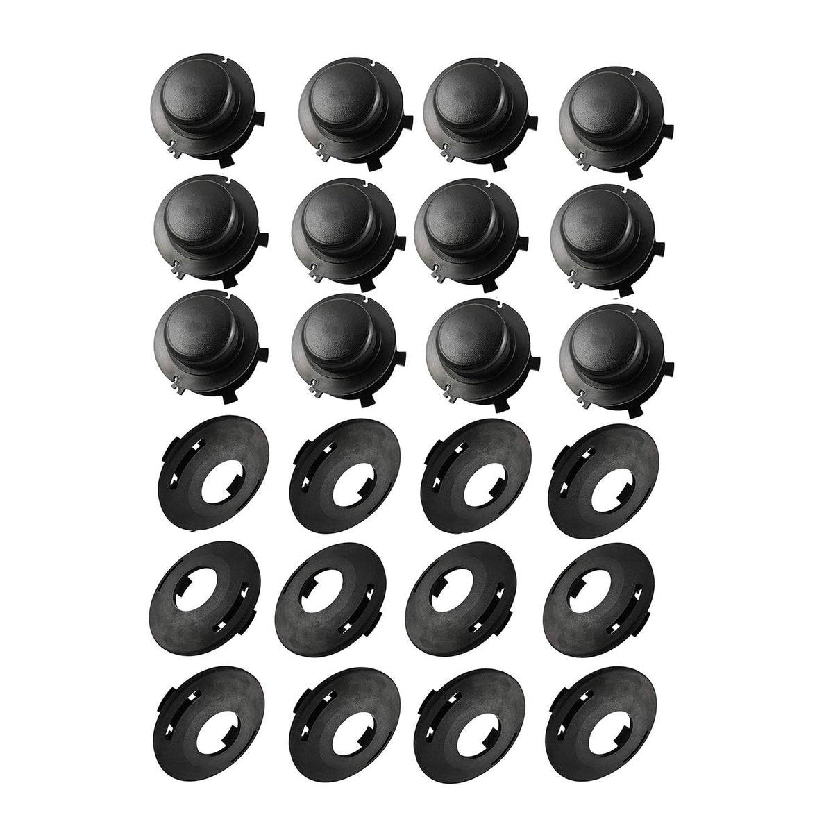 Hippotech front pack showing 12 spools and 12 caps for easy bulk replacement