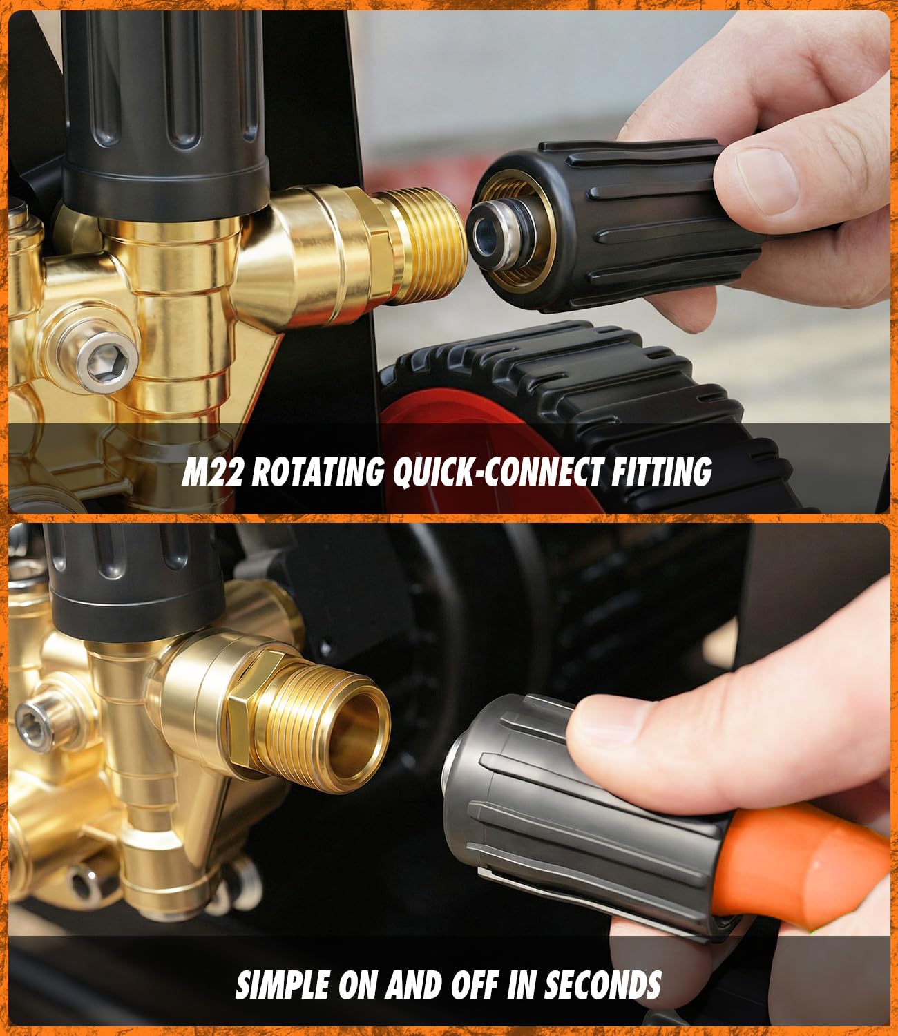 HiPrewaPro M22 fittings with brass collar for secure, long-lasting connection