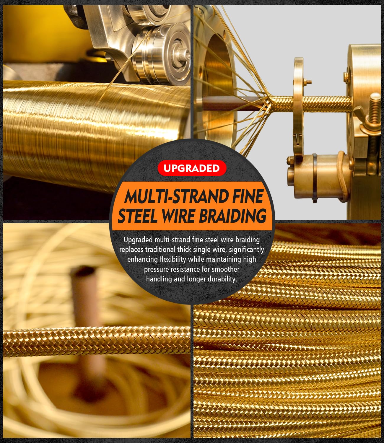 HiPrewaPro hose bent to a tight radius demonstrating kink-resistance