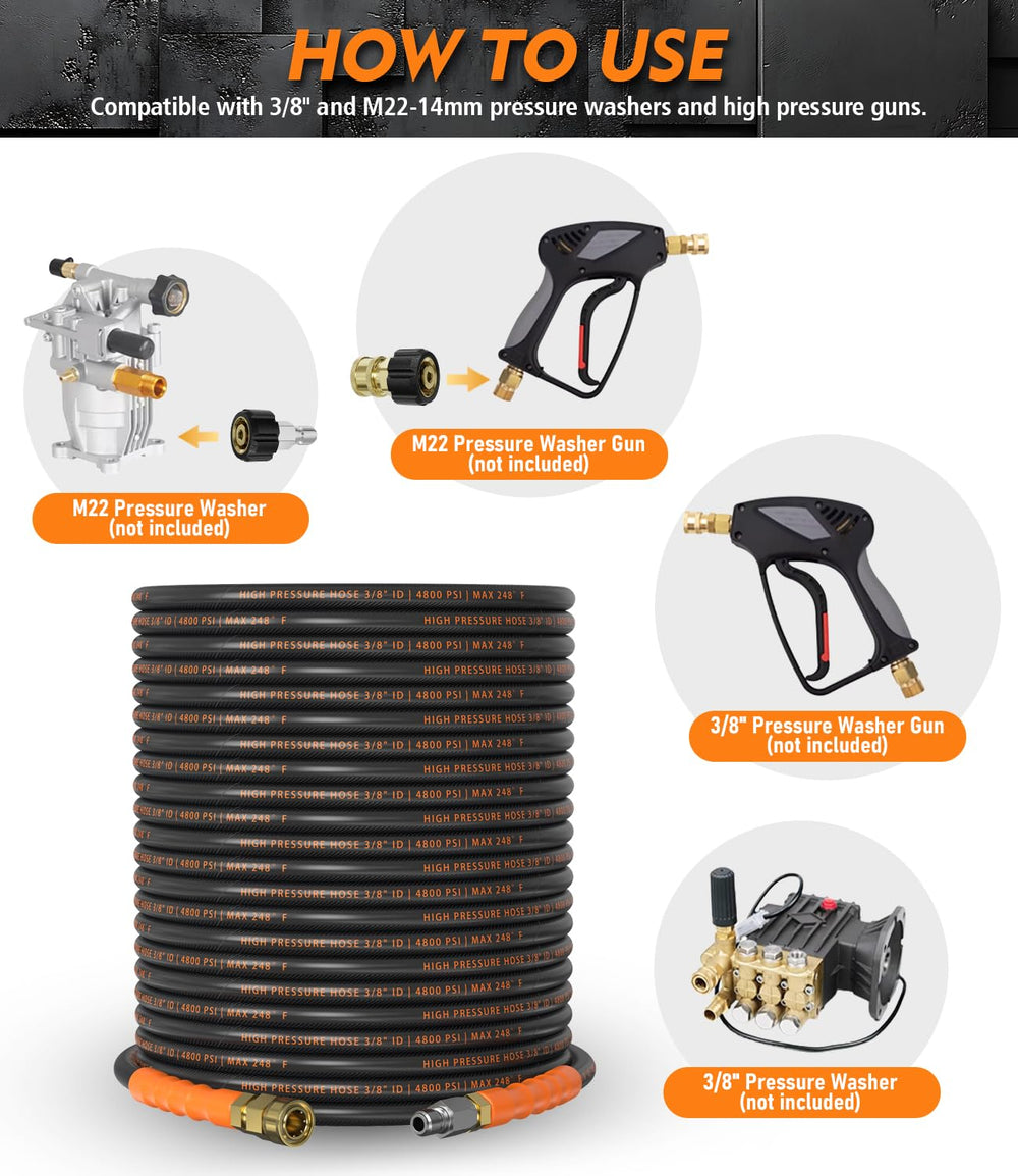 HiPrewaPro hose used on driveway illustrating commercial cleaning power