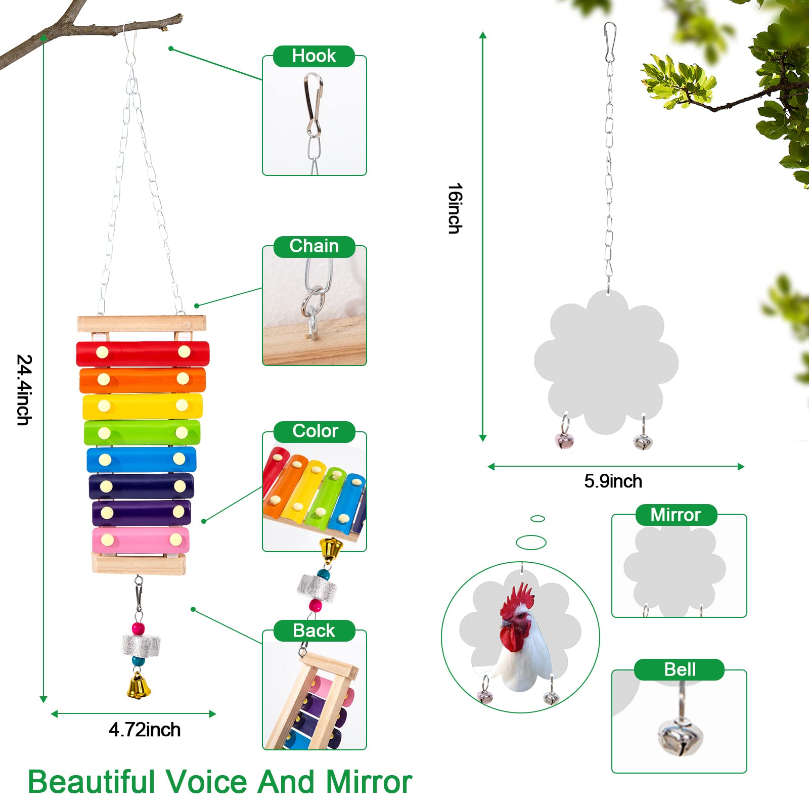 Hipykat hanging mirror with bell close detail inspiring self-interaction