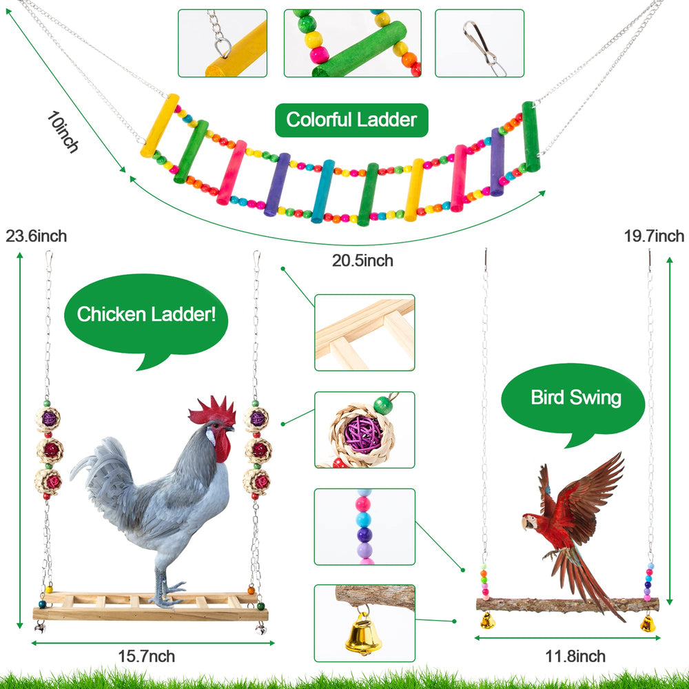 Hipykat wooden swing close-up with durable beads for safe pecking