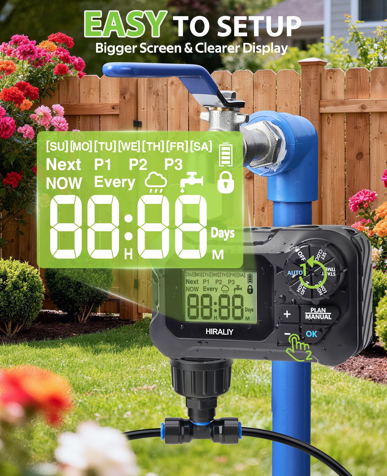 HIRALIY adjustable emitter close-up demonstrating customizable flow