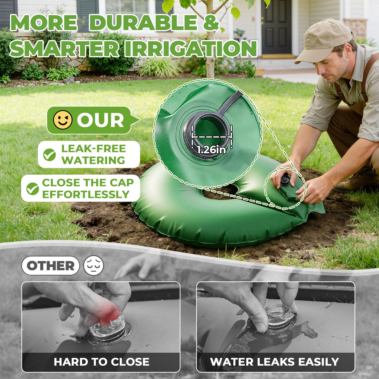 HIRALIY detail of adjustable drip valve demonstrating controlled slow-release watering benefit