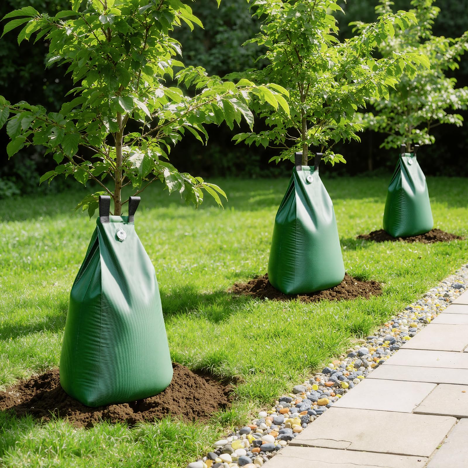 HIRALIY backyard scene showing convenient hands-free watering benefit