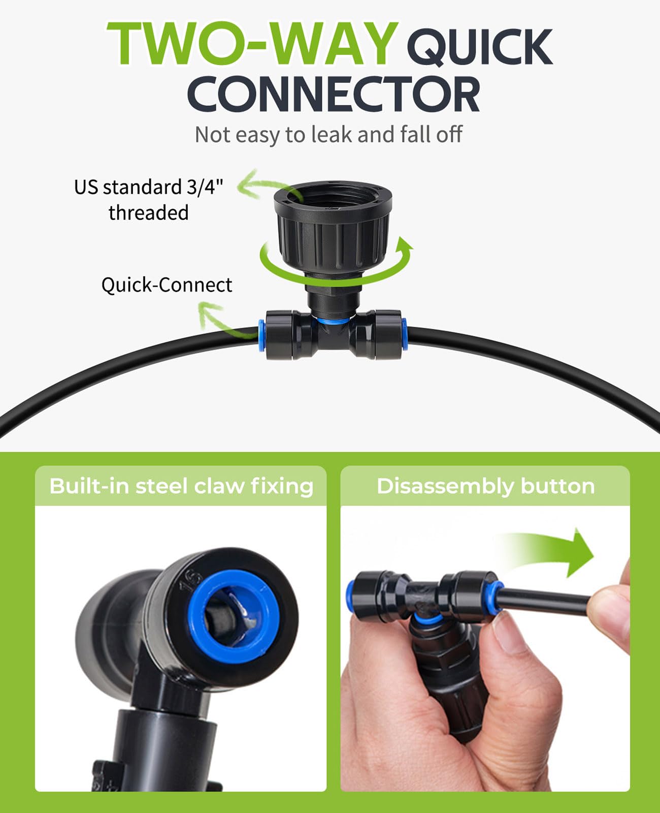 HIRALIY quick-connect fitting locked in place to prevent leaks