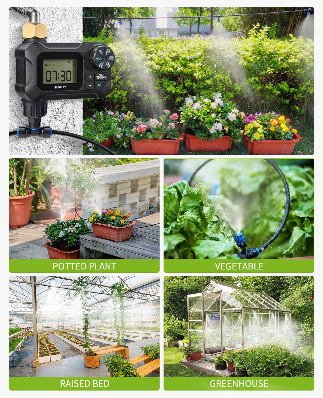 HIRALIY irrigation system installed on greenhouse shelf saving time