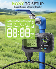 HIRALIY programmable water timer closeup for scheduled watering