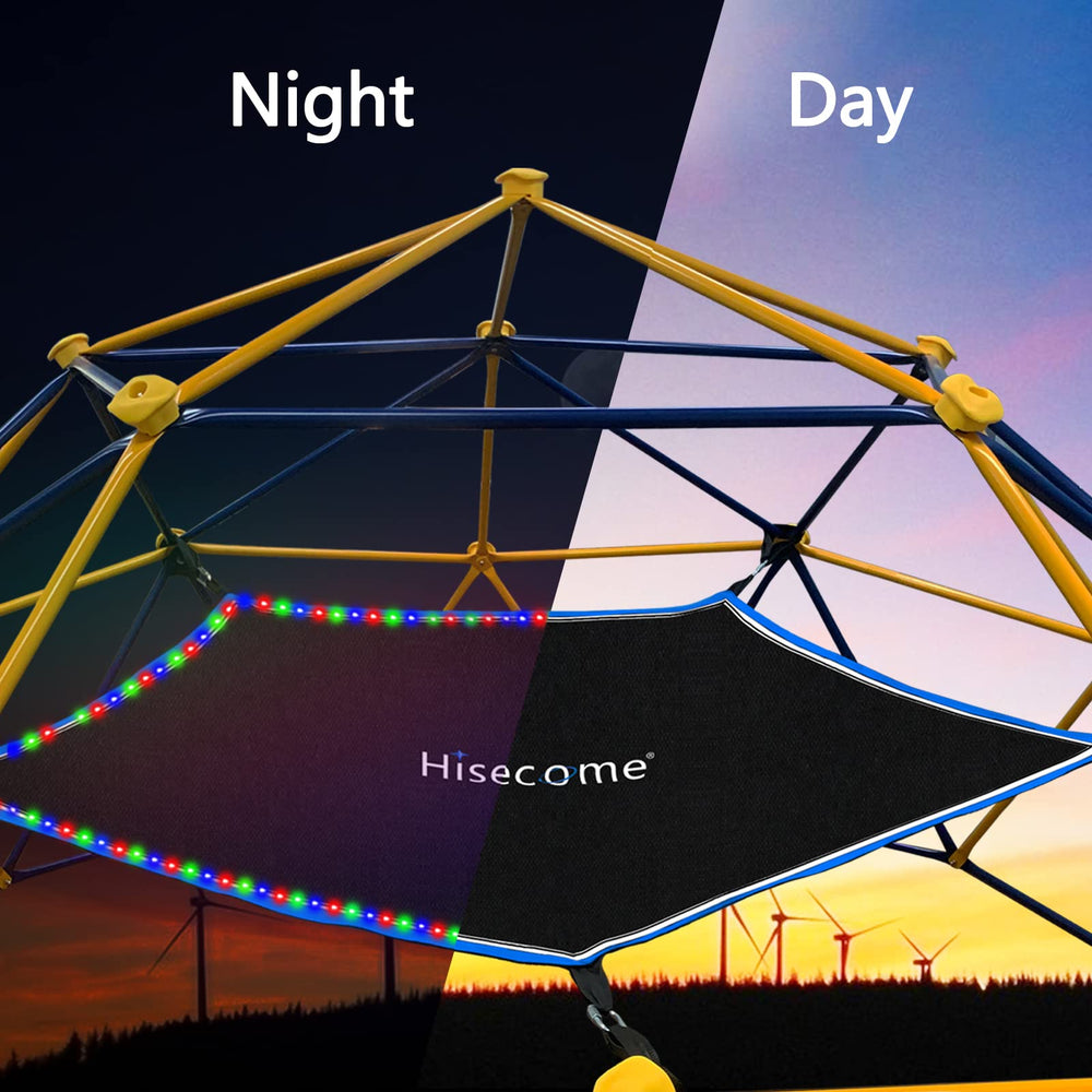 Hisecome hammock illuminated at night demonstrating motion-activated playful lighting