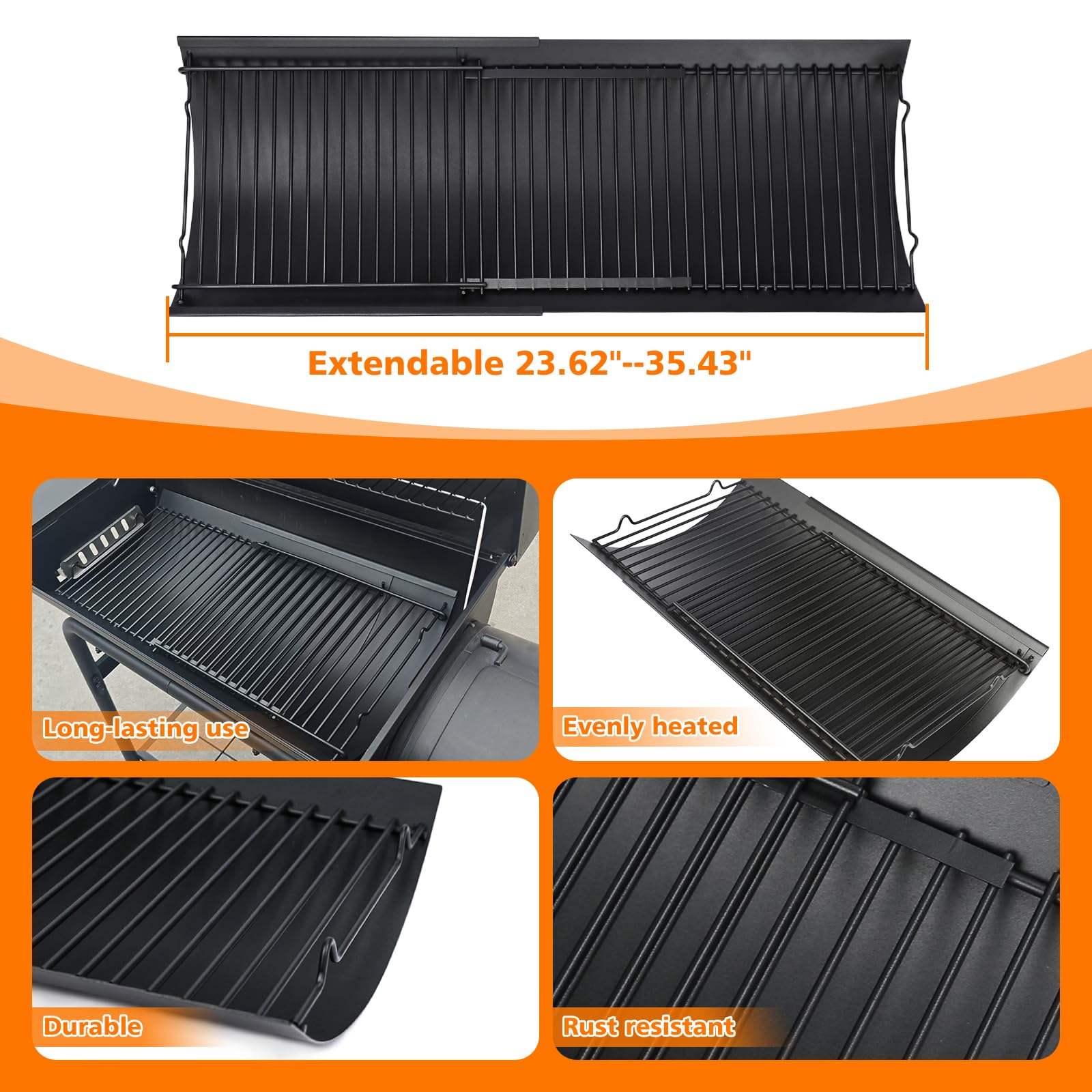 Hisencn ash pan extended length displaying adjustable fit for different grills