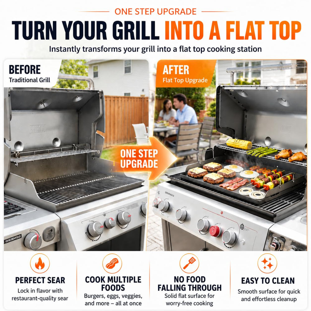 Hisencn cooking breakfast on griddle demonstrating large versatile surface