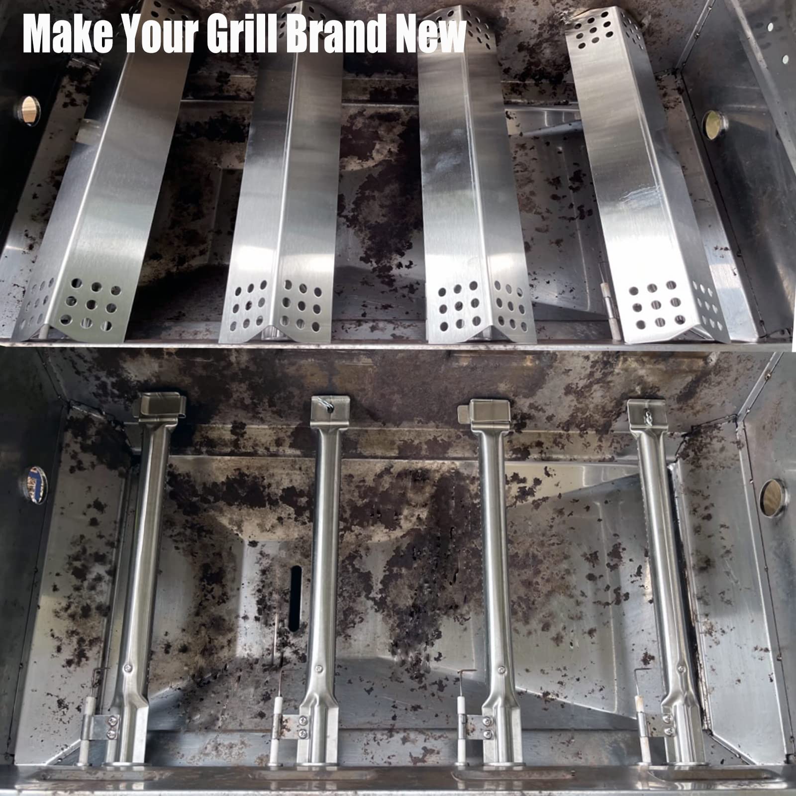 Hisencn stainless-steel burner close-up showing durable rust-resistant construction