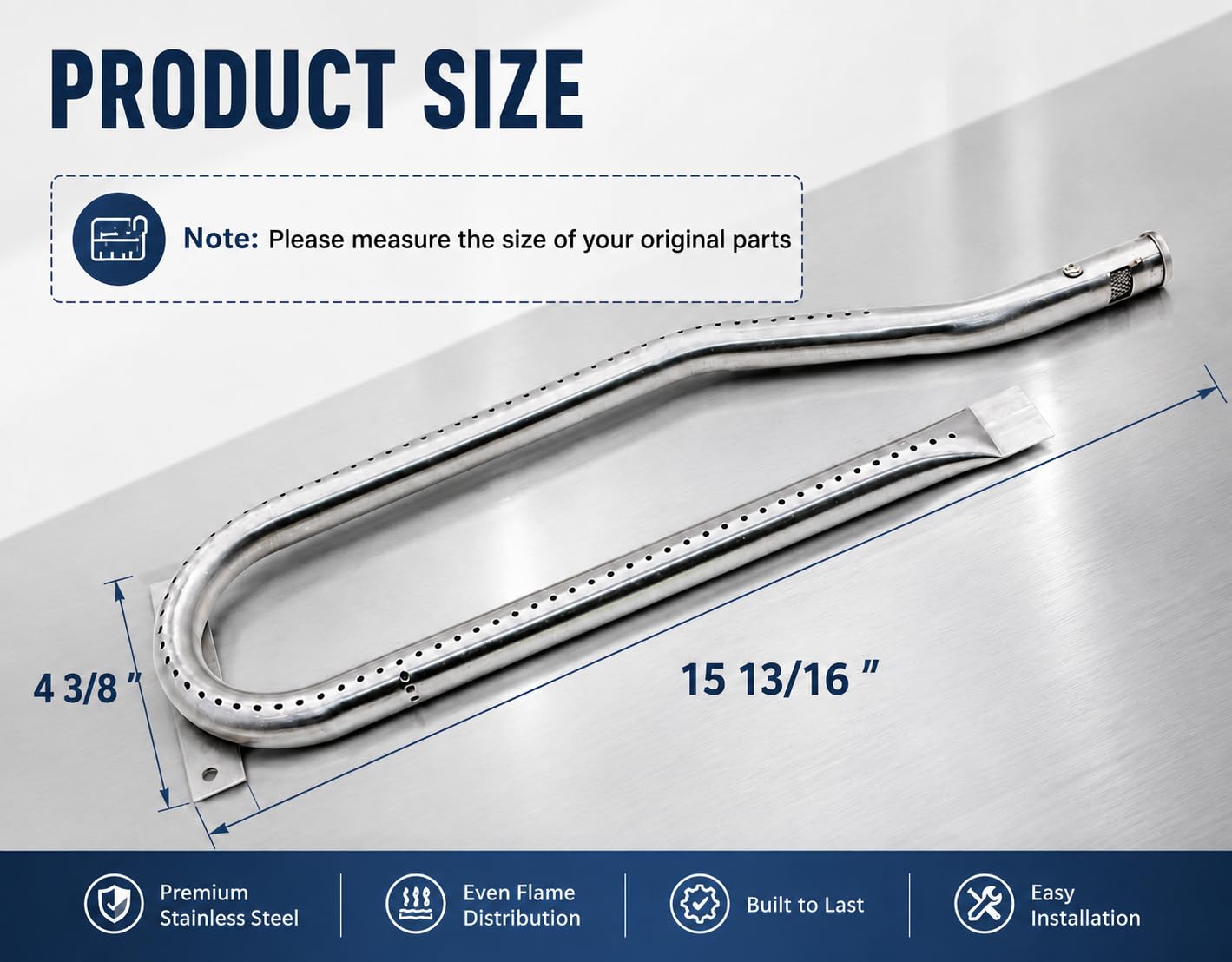 Hisencn stainless steel burner close-up showing durable finish