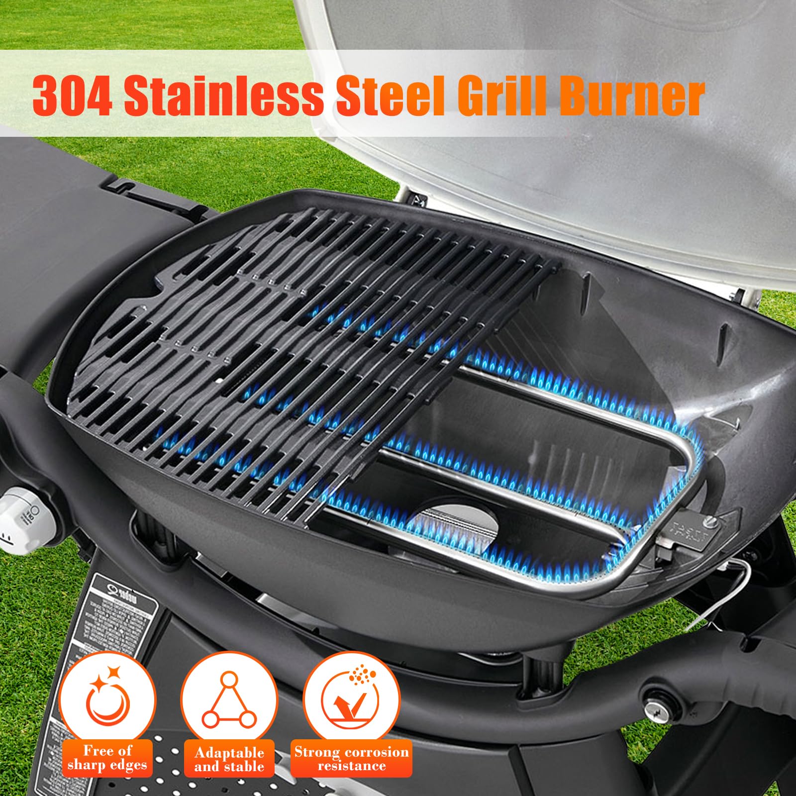 Hisencn burners installed in a Weber Q grill restoring reliable flame