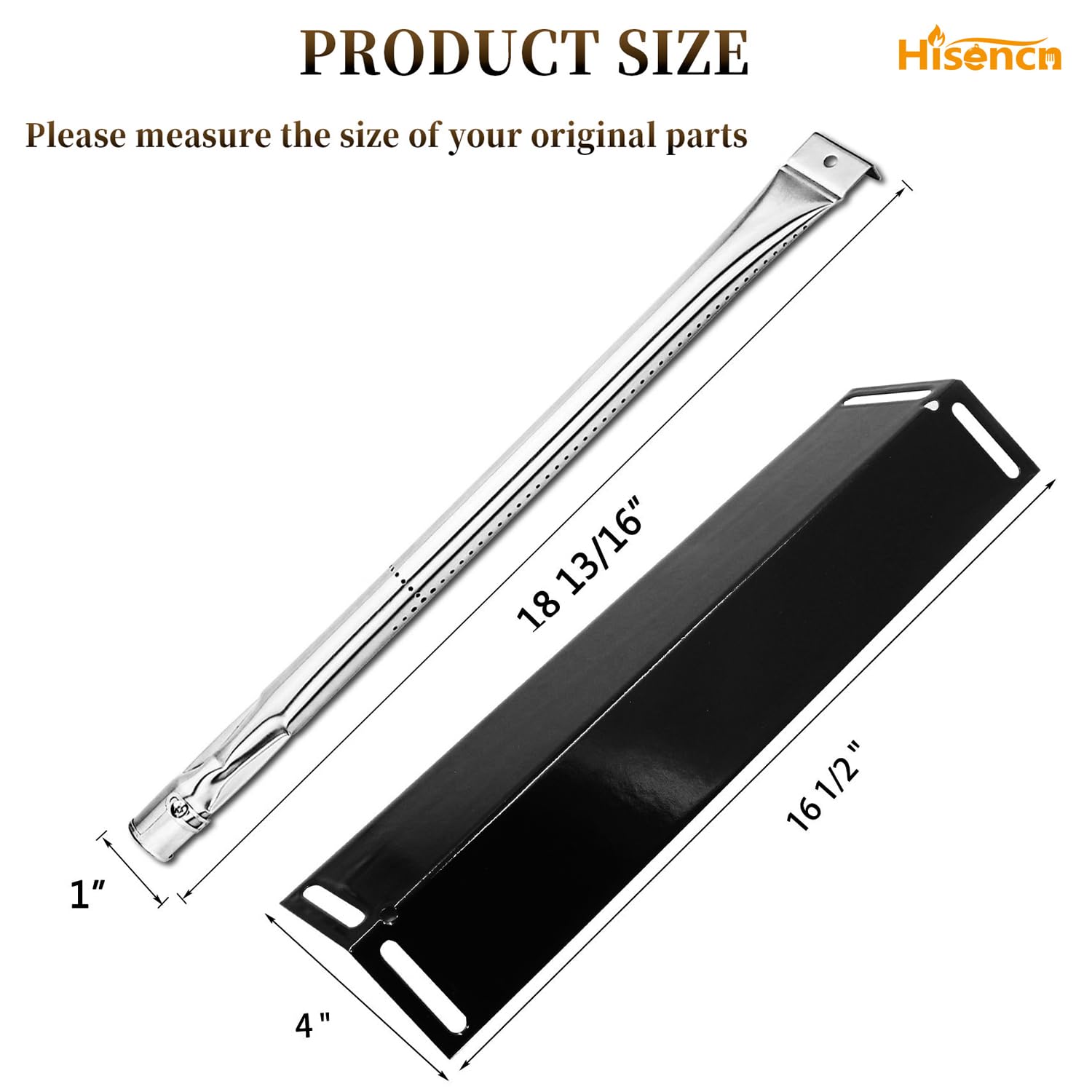 Hisencn stainless steel burner tube close-up showing ports for consistent flame patterns