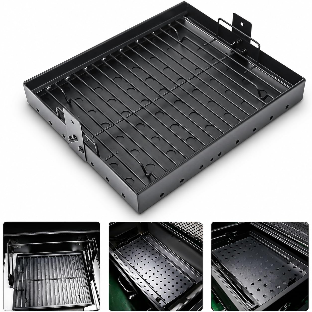 Hisencn charcoal tray front view showing sturdy fit and easy replacement