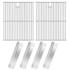 Hisencn front view of replacement parts showing complete grate and heat plate set, restores grill performance