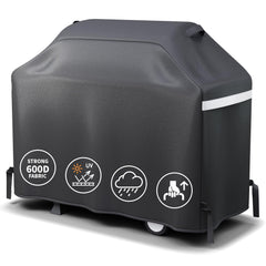 Hisencn front view of 65-inch grill cover protecting a full-size grill, durable protection