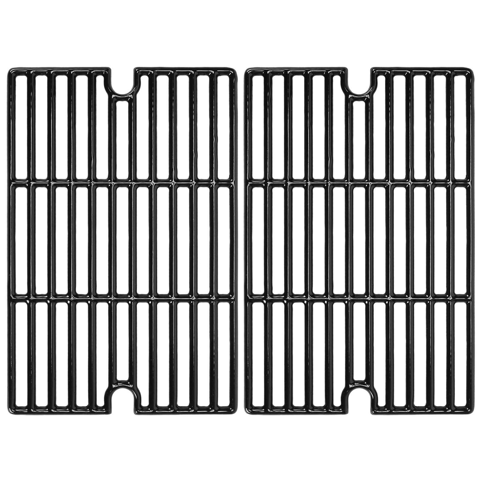Hisencn front view of two cast iron grates showing sturdy build and even heat distribution