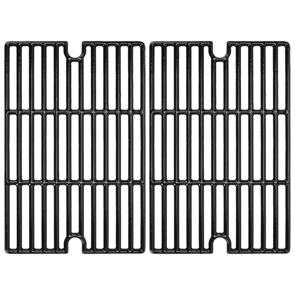 Hisencn front view of two cast iron grates showing sturdy build and even heat distribution
