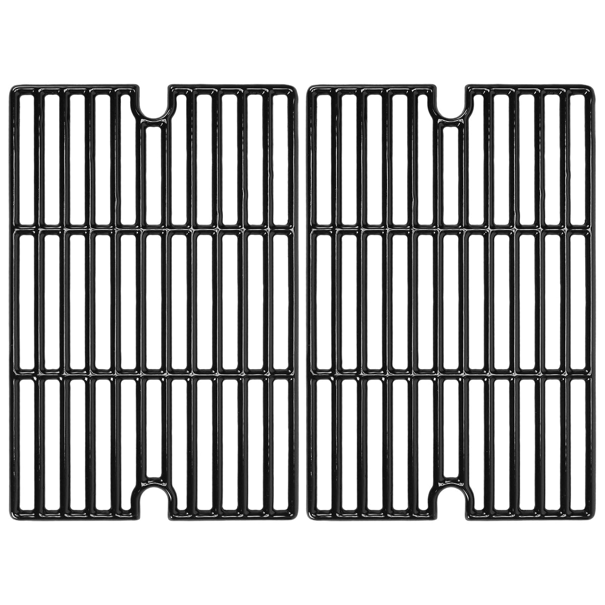 Hisencn front view of two cast iron grates showing sturdy build and even heat distribution