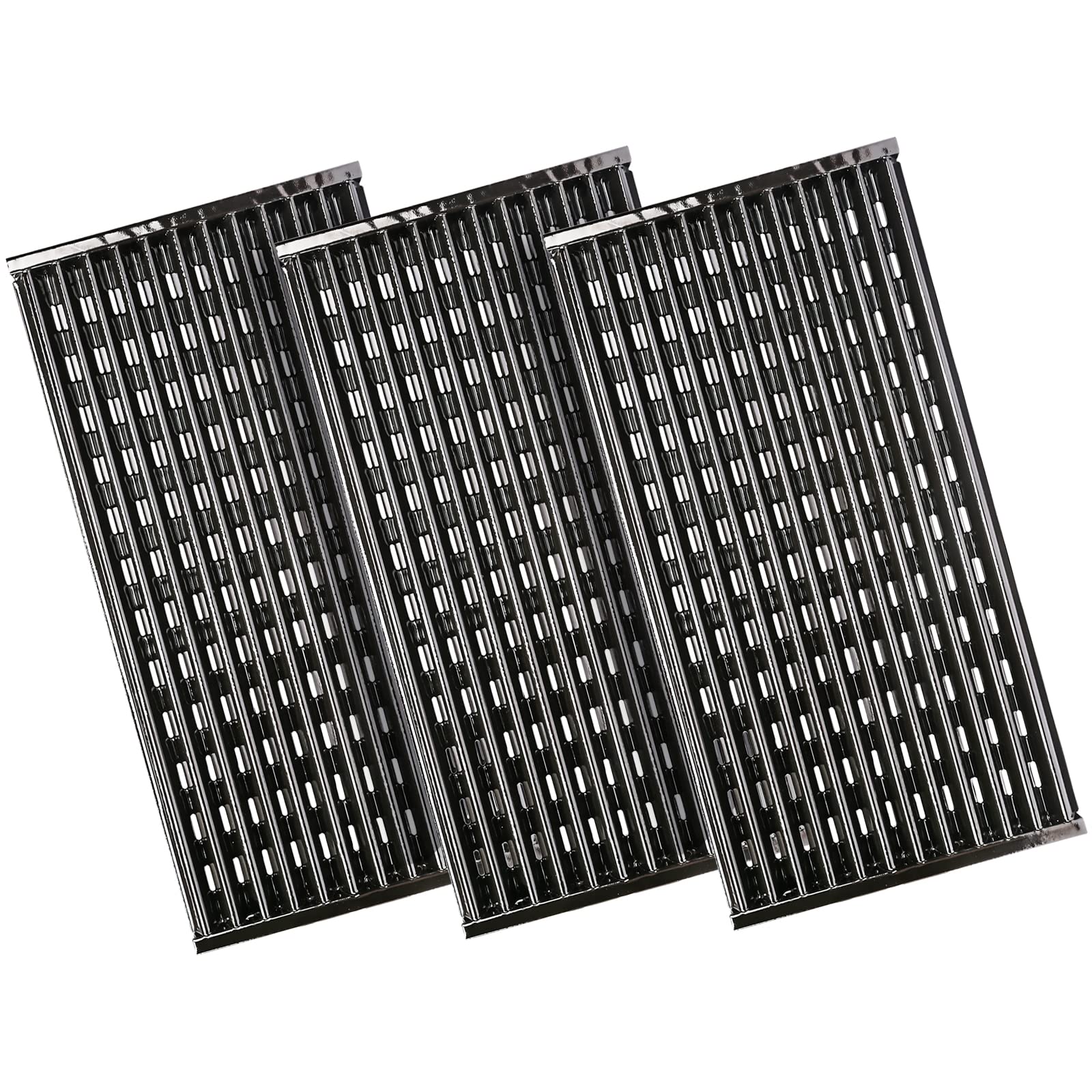 Hisencn front view of three packaged porcelain steel emitter grates showing size and fit benefit