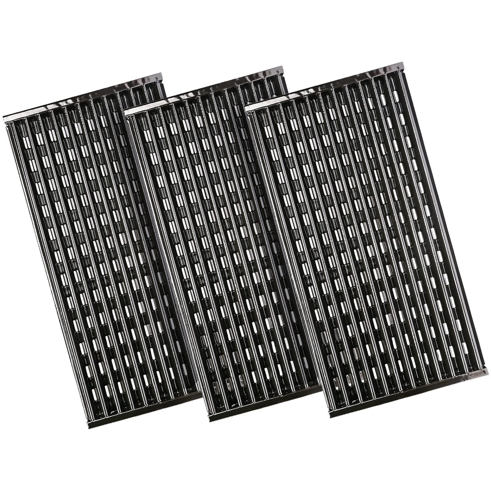 Hisencn front view of three packaged porcelain steel emitter grates showing size and fit benefit