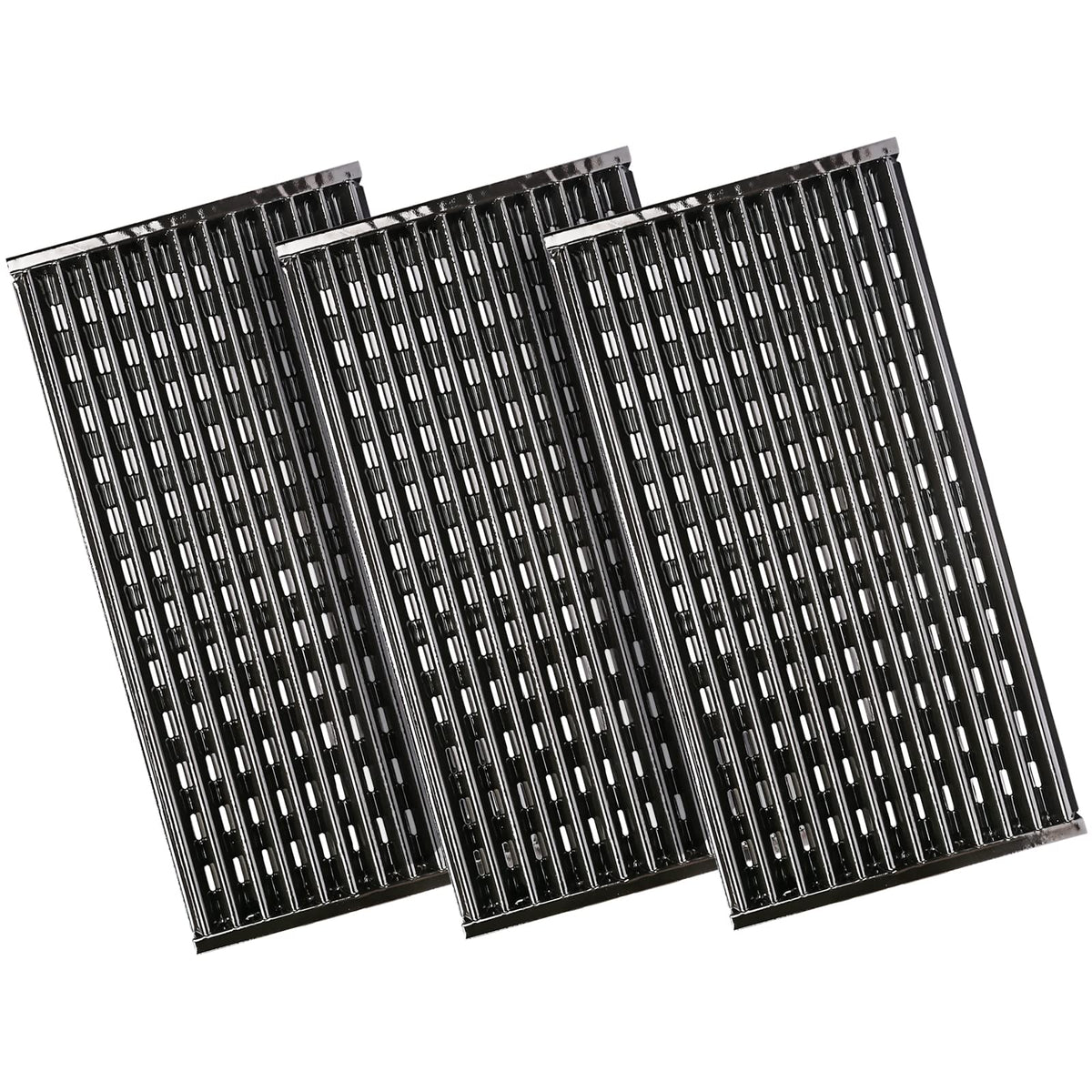 Hisencn front view of three packaged porcelain steel emitter grates showing size and fit benefit