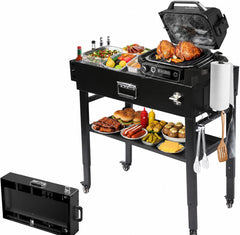 Hisencn cart front with Blackstone 17 griddle showing stable support and easy access
