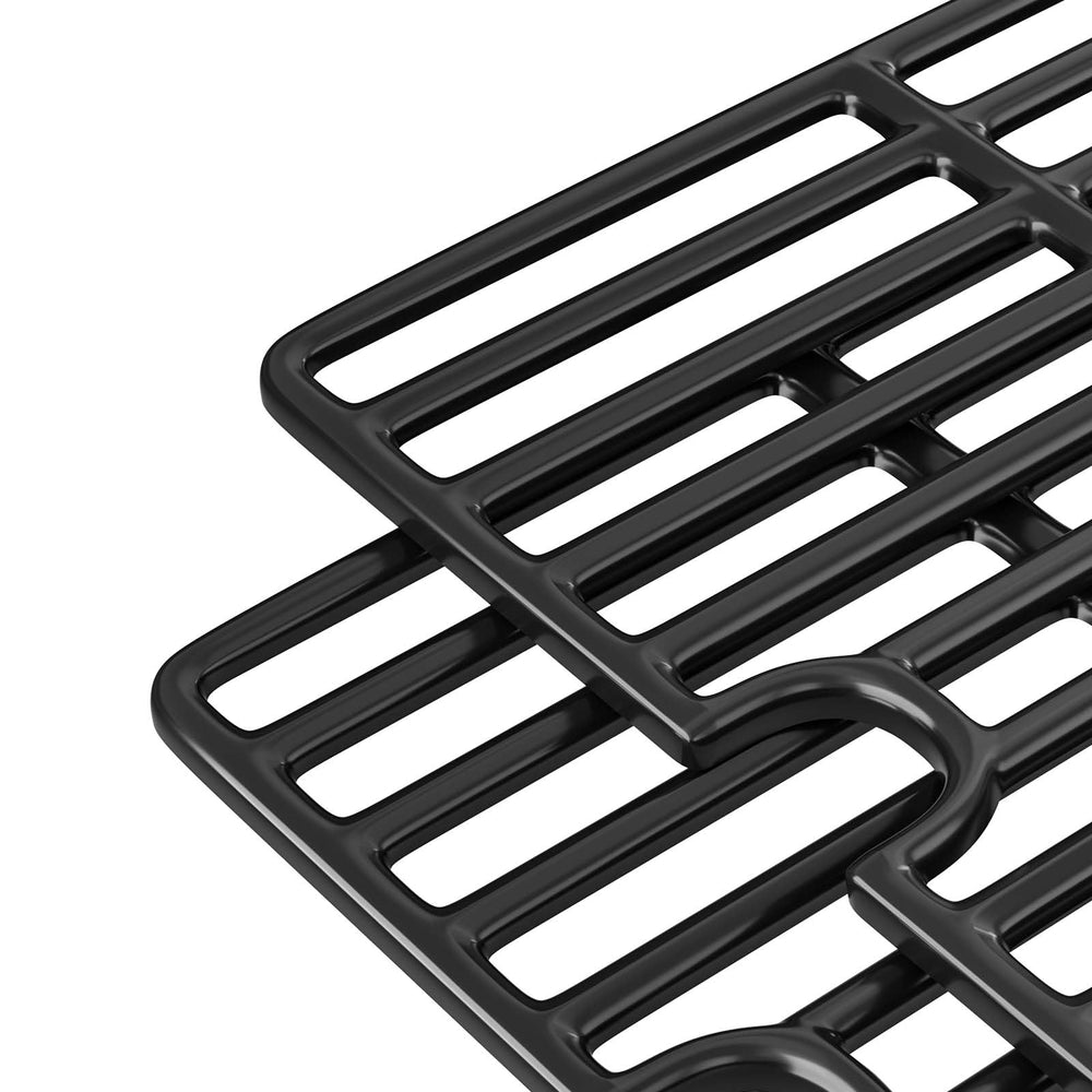 Hisencn grates showing grooves that drain fat and reduce flare-ups for cleaner grilling