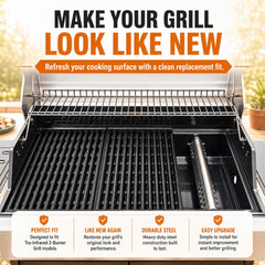 Hisencn grates installed inside a Char-Broil grill improving heat distribution