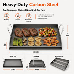 Hisencn close-up of raised edge and grease channel for cleaner grilling