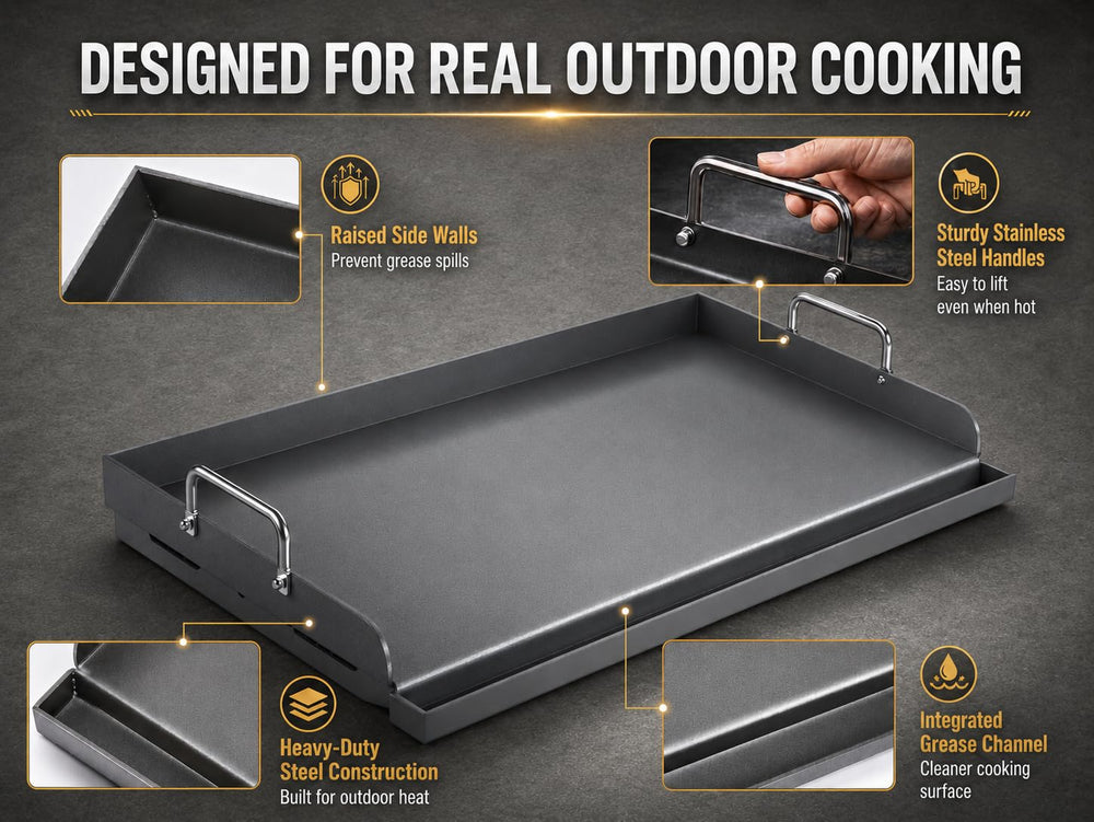 Hisencn griddle handle and side walls detail for easier handling