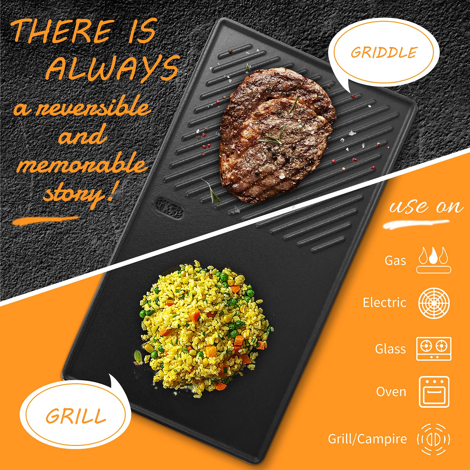 Hisencn griddle installed on Char-Broil grill demonstrating compatibility