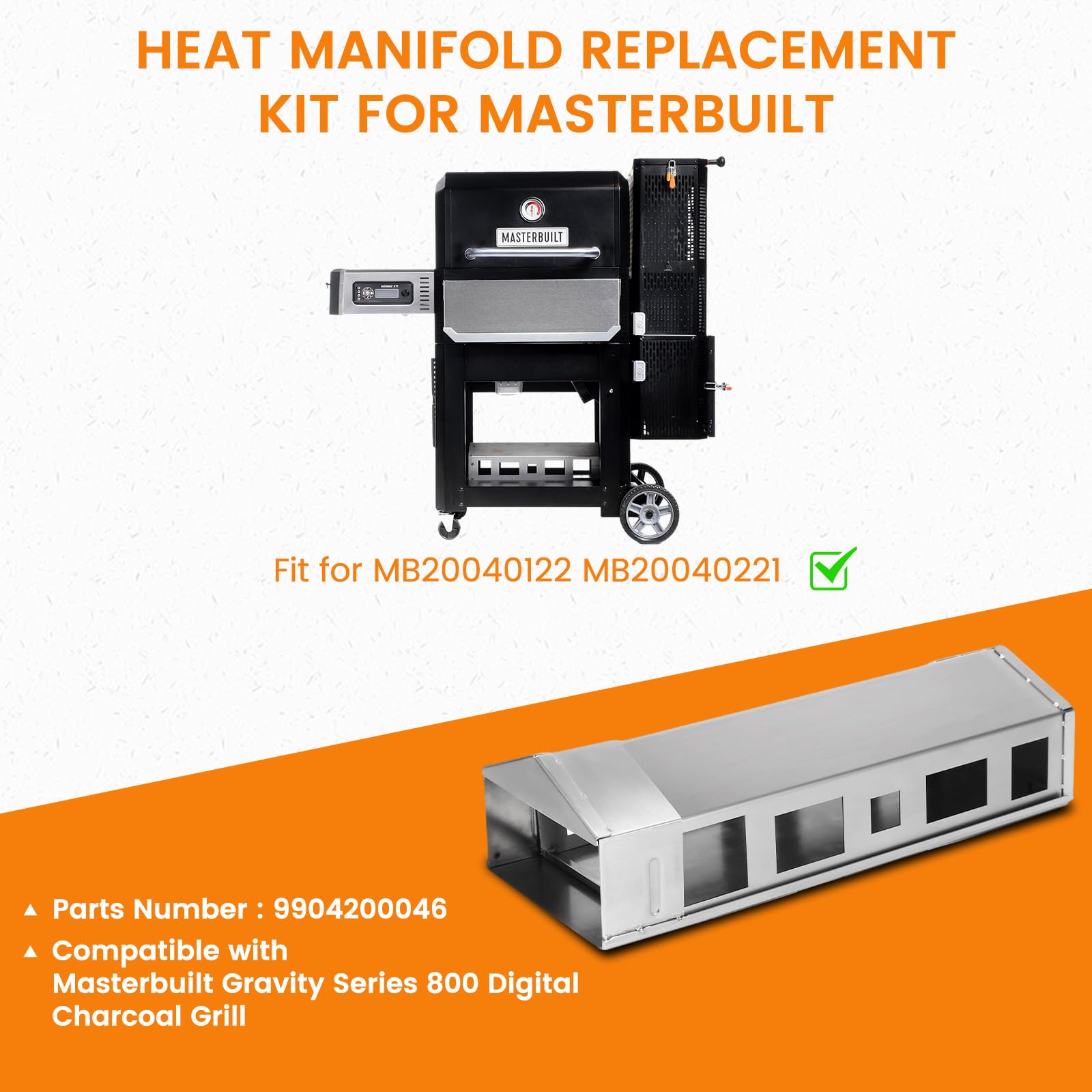 Hisencn heat manifold installed in Masterbuilt grill demonstrating even heat distribution