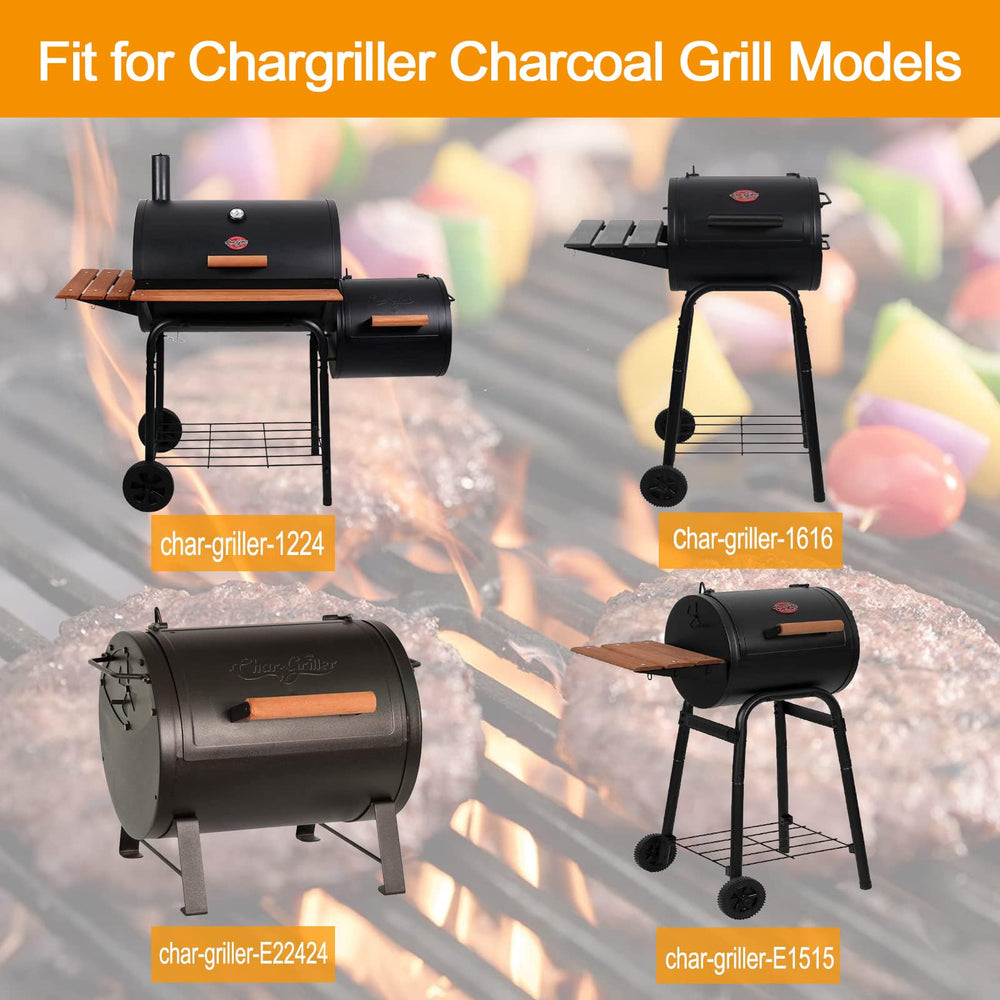 Hisencn grate installed in Char-Griller side firebox showing secure fit