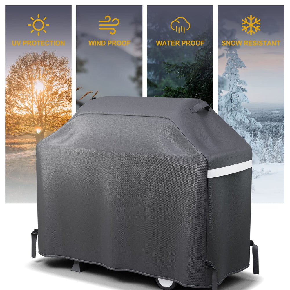 Hisencn lifestyle backyard scene with covered grill for outdoor protection