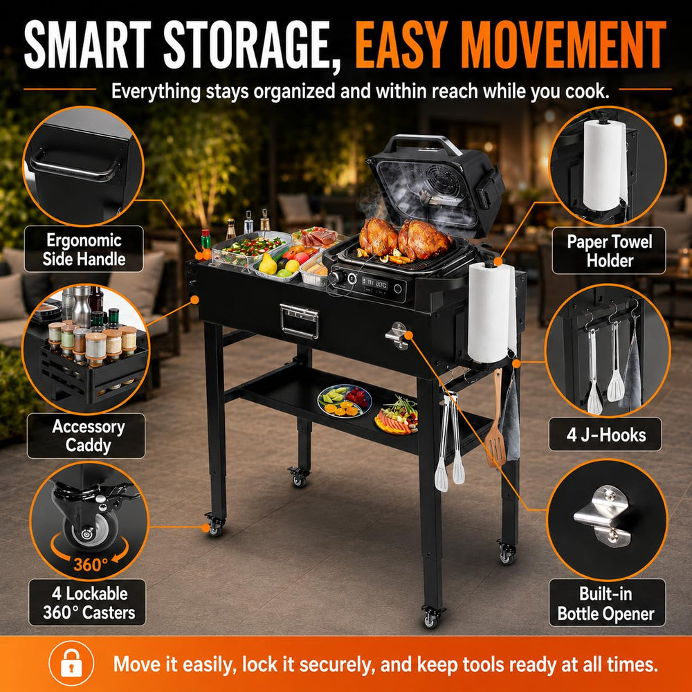 Hisencn lockable caster wheel and ergonomic handle for easy mobility