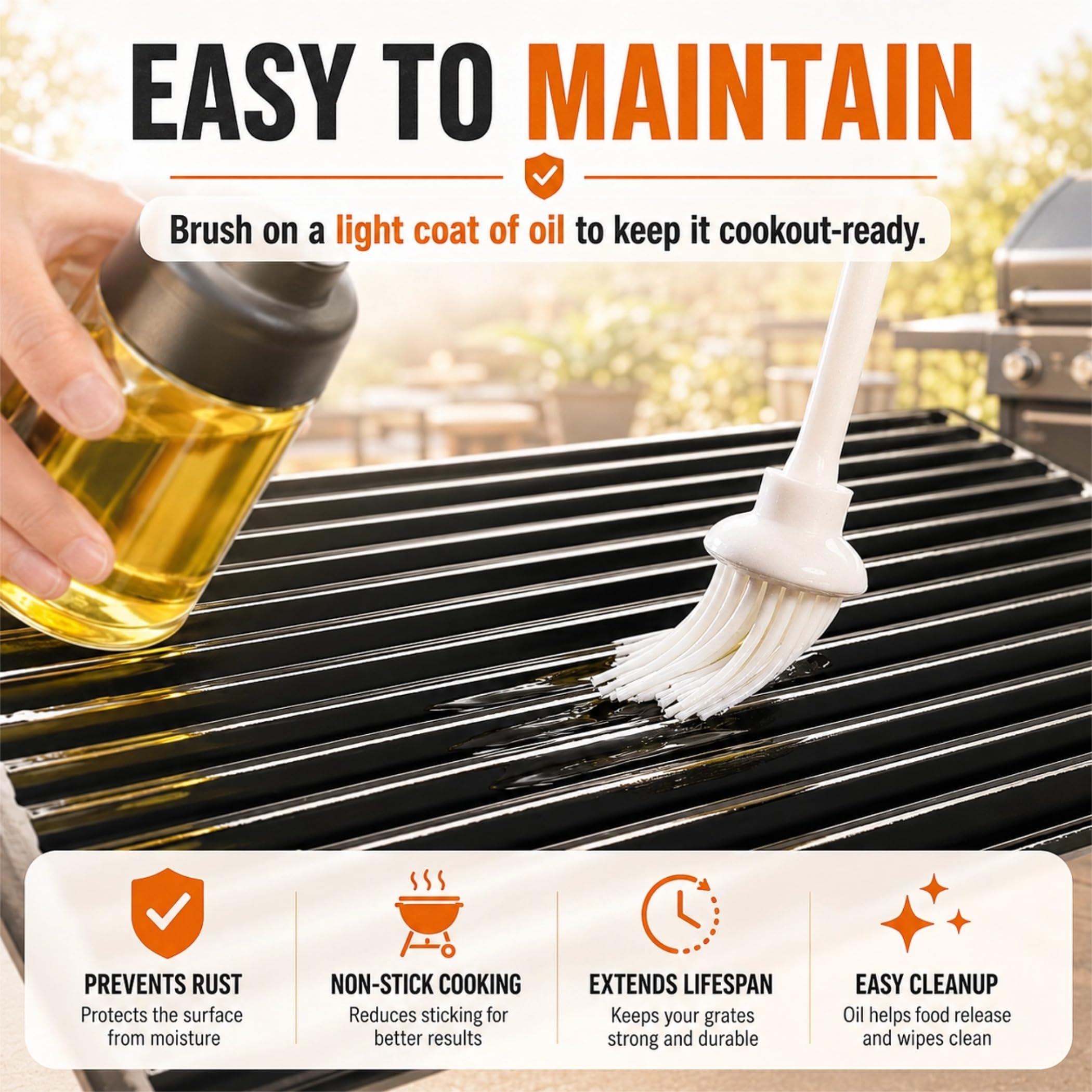 Hisencn outdoor lifestyle scene with replaced grates enabling reliable backyard grilling