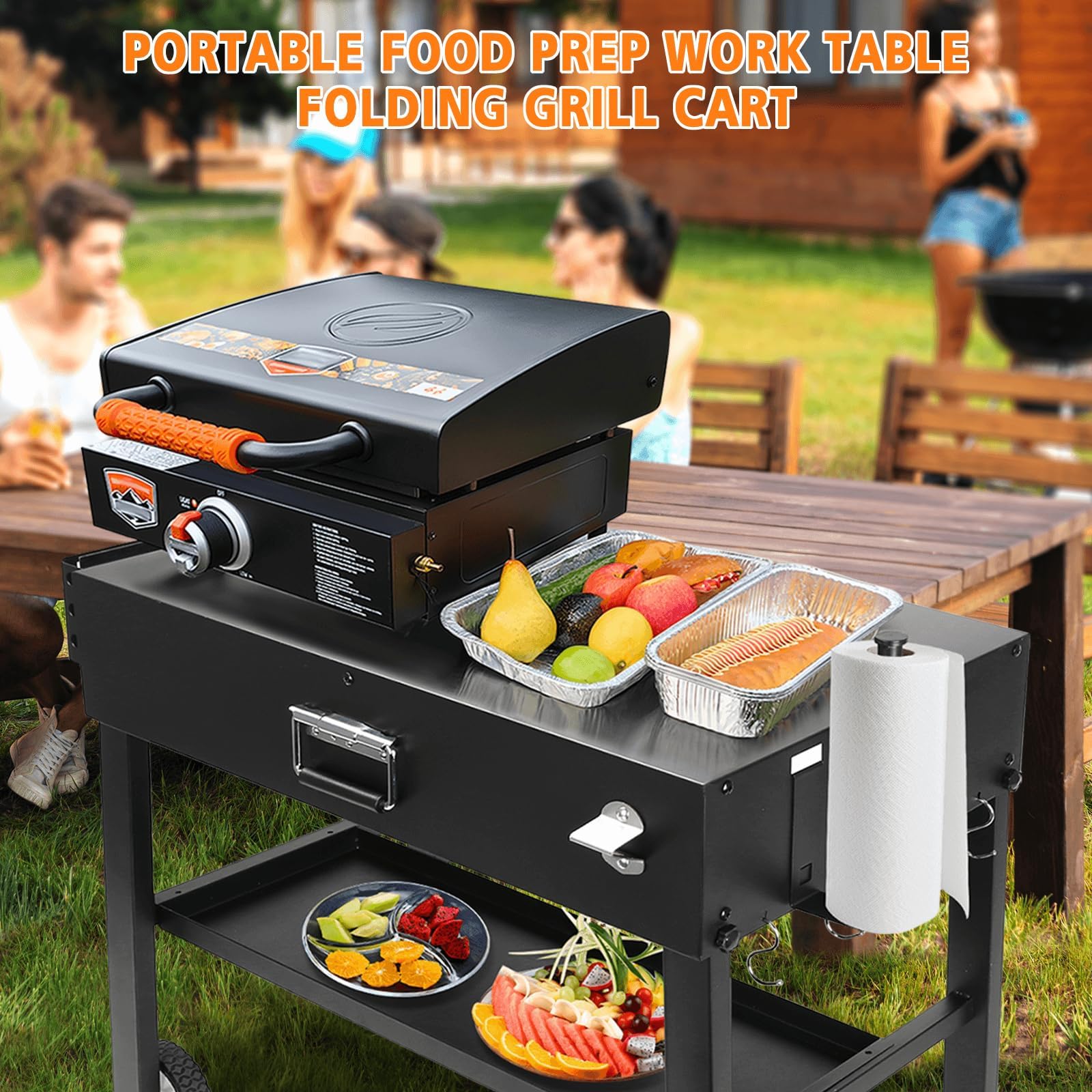Hisencn cart next to an Ooni oven for size comparison showing compatibility and scale