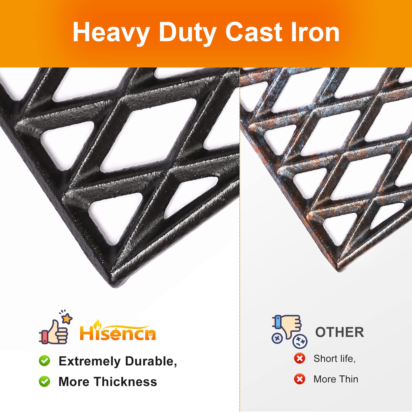 Hisencn grate producing deep sear marks on steak for enhanced flavor and presentation