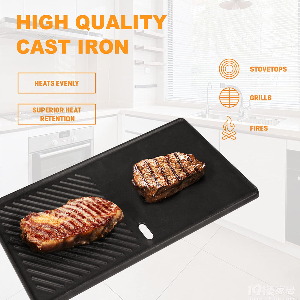 Hisencn griddle beside ruler showing exact dimensions and scale
