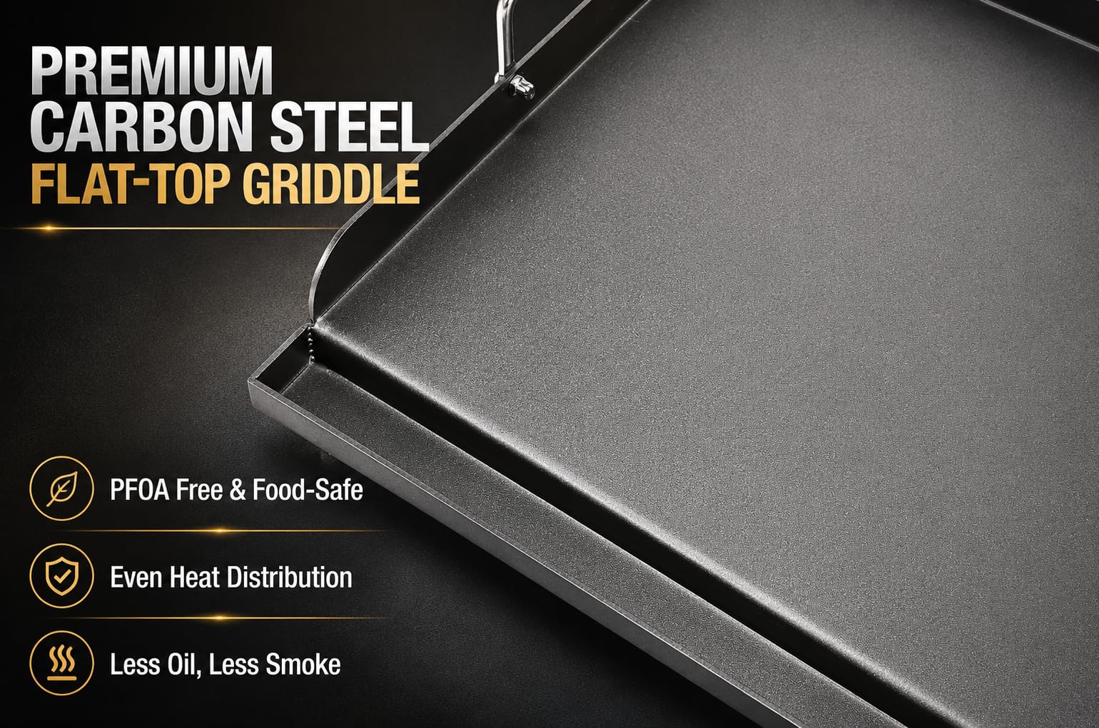 Hisencn griddle next to ruler showing 17x13 size and scale for fitment