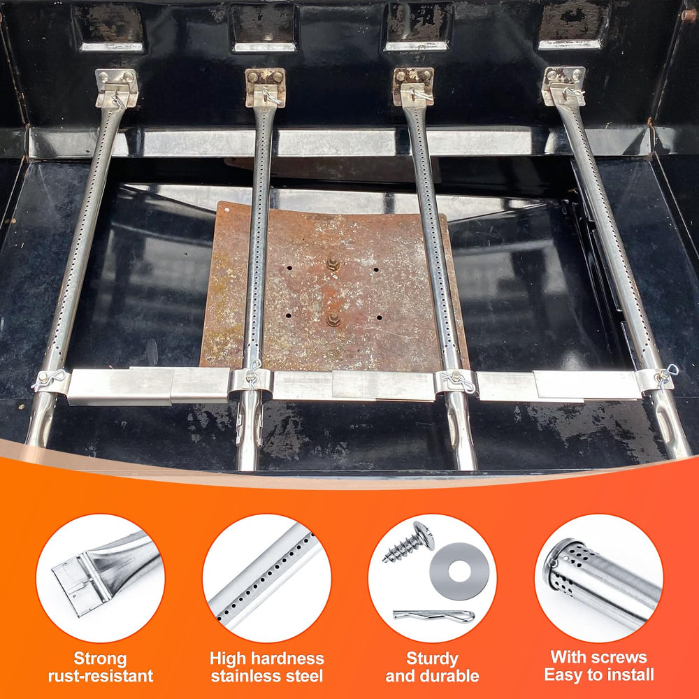 Hisencn parts next to a ruler showing burner and tube lengths for accurate model matching
