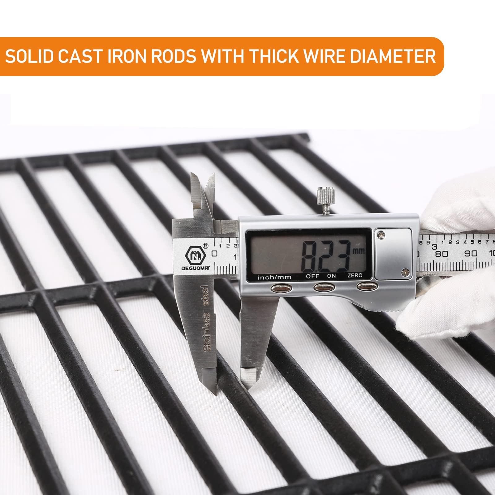 Hisencn grates beside ruler showing 18-inch dimensions for easy measurement