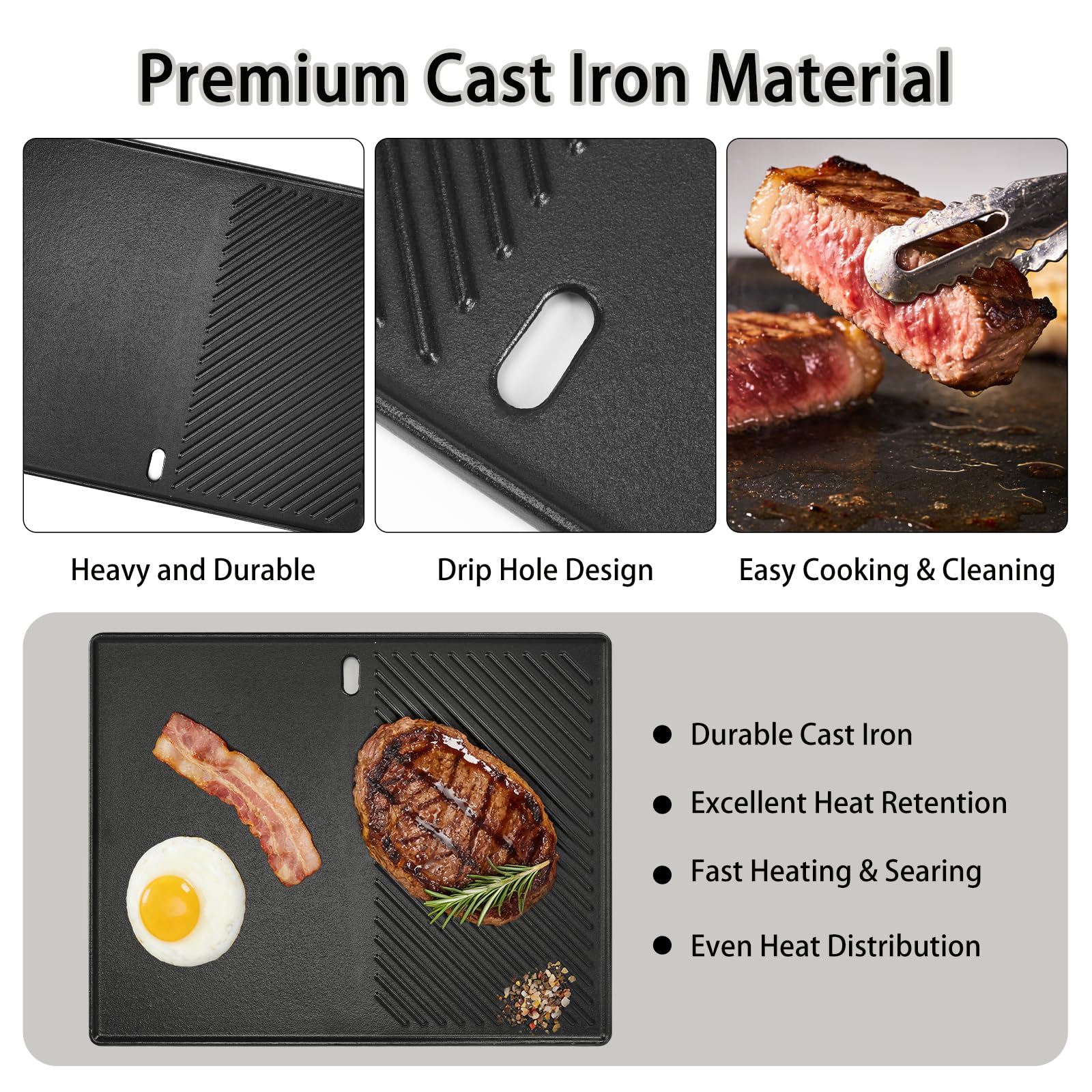 Hisencn smooth griddle surface detail for easy flipping and simple cleaning