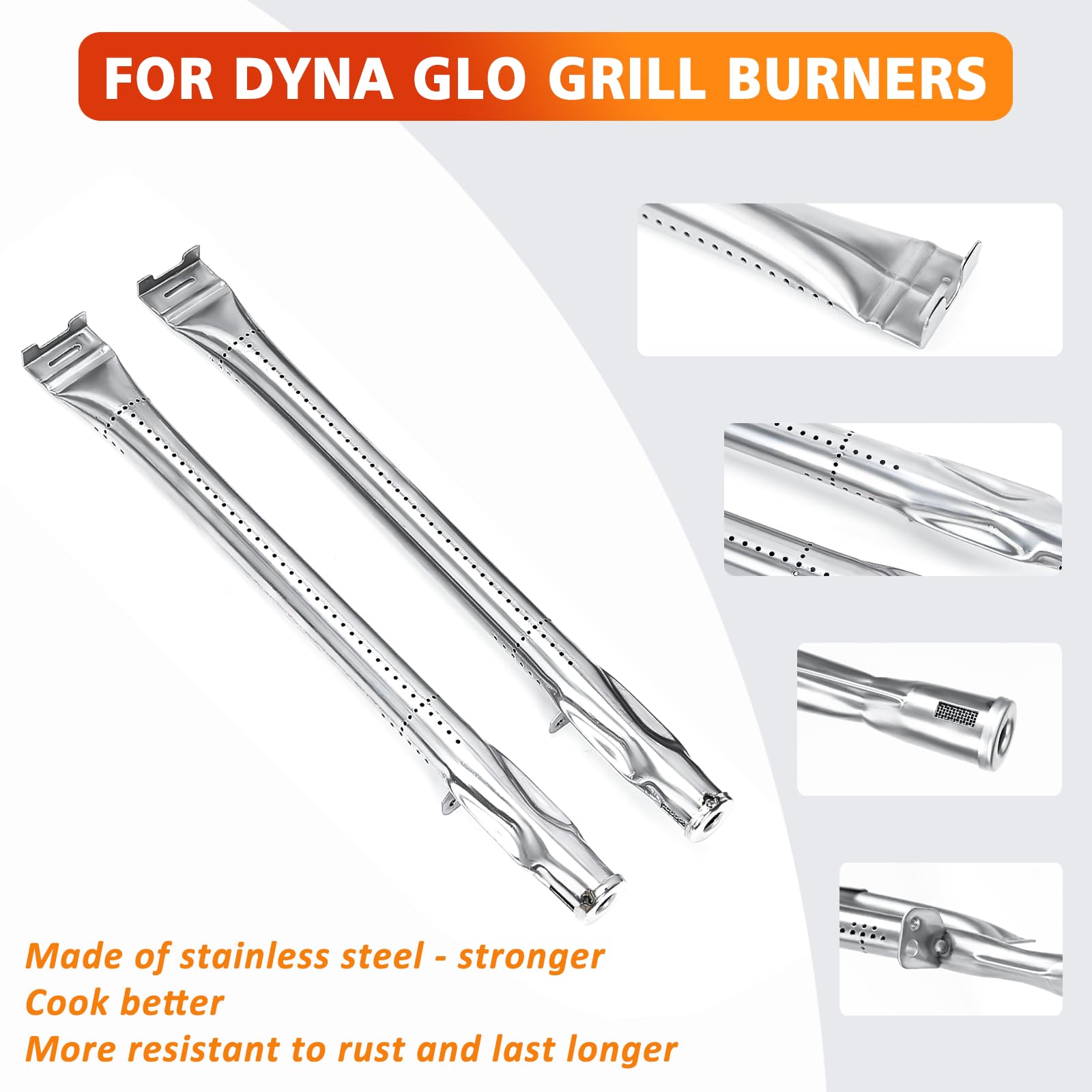 Hisencn stainless steel burner tube close detail showing rust resistance and longevity