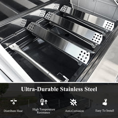 Hisencn stainless-steel burner close-up showing durable construction and even heat