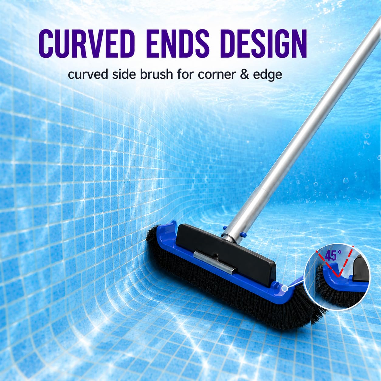 HISIKE brush cleaning pool wall corner removing algae and grime